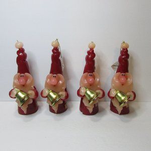 lot of 4 Northern Lights wax candles Santa wee wizard with bell artist signed